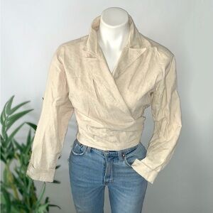 v i n t a g e :: Unique Natural Cotton Linen Wrap Blouse